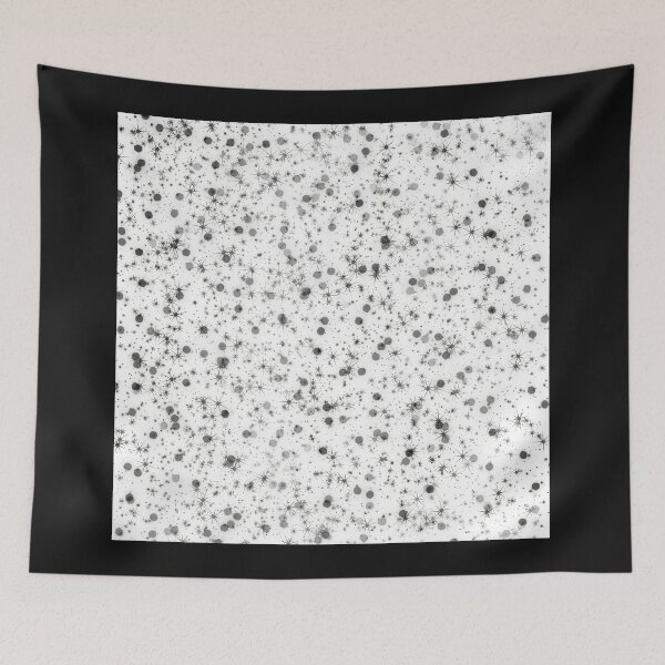 Item preview, black and white watercolor splash paint abstract illustrationwith stars designed and sold by NikaAstra.