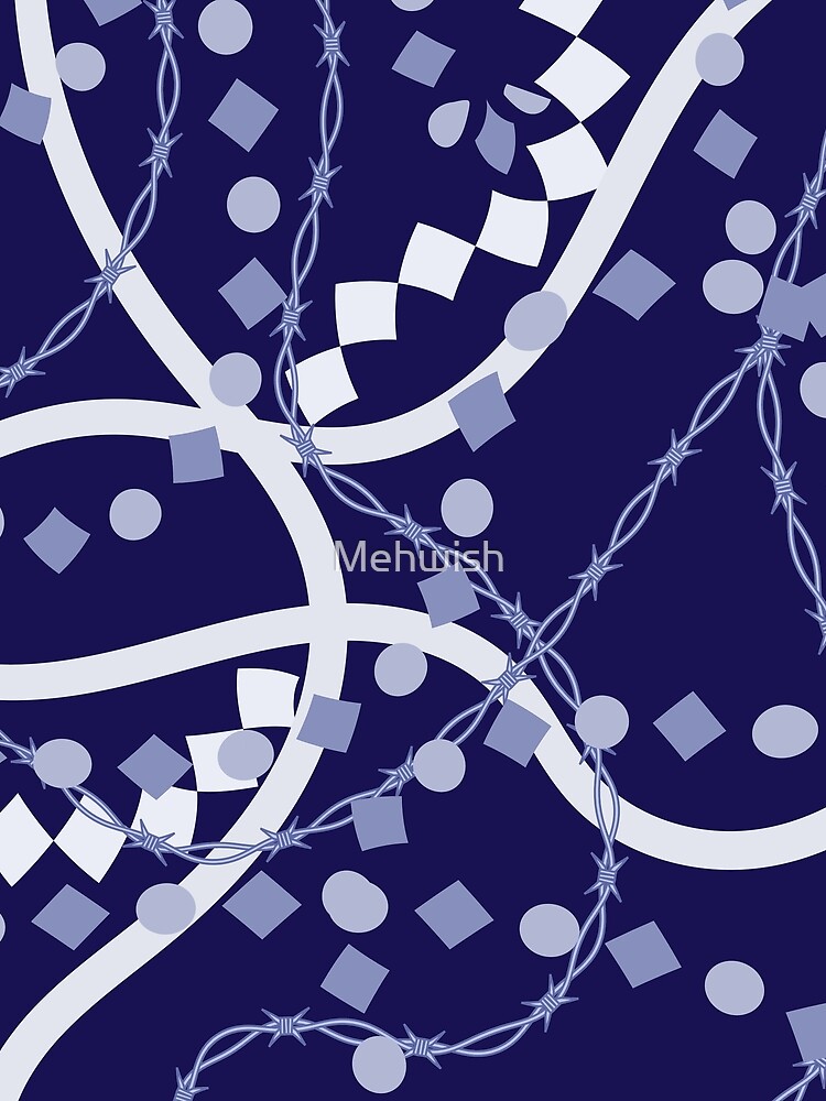 Barbed wire and geometric pattern on midnight blue background by Mehwish