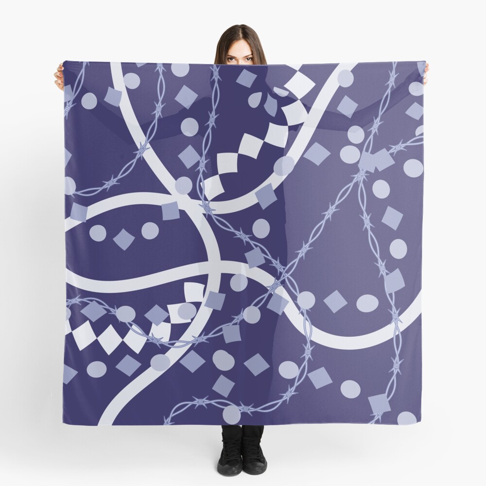 Barbed wire and geometric pattern on midnight blue background Scarf