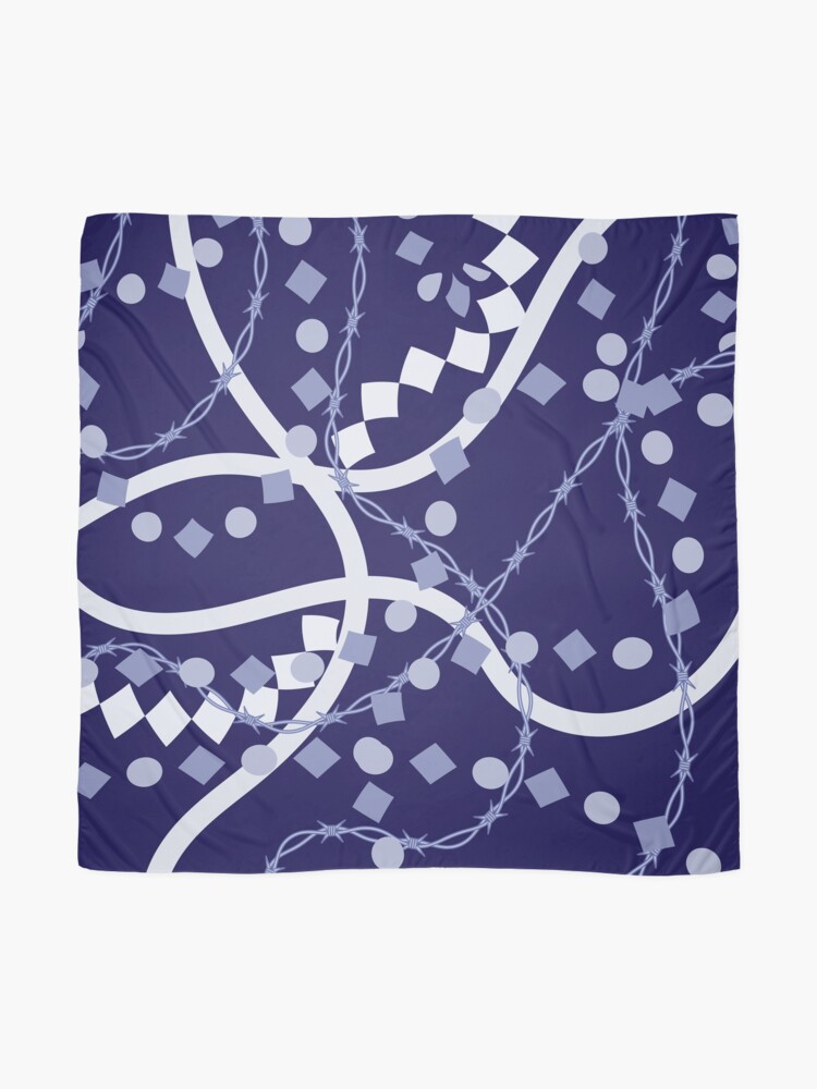 Alternate view of Barbed wire and geometric pattern on midnight blue background Scarf