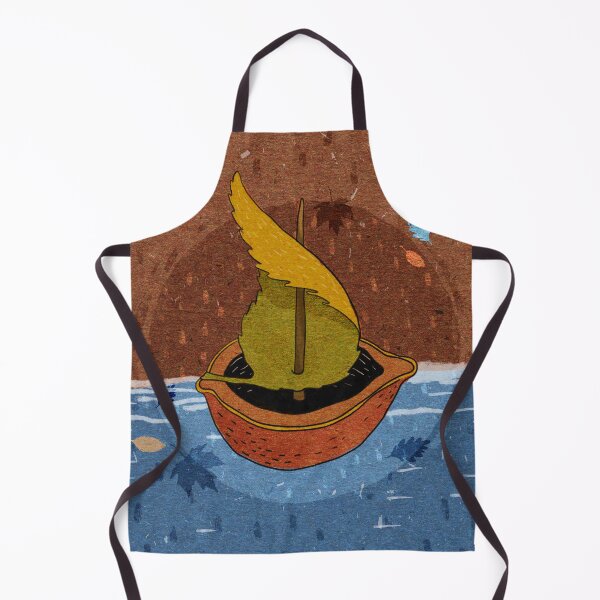 Item preview, A ship made of nutshell and leaf. Water, rain. Spring, autumn. Craft paper texture. designed and sold by zatmeniee.