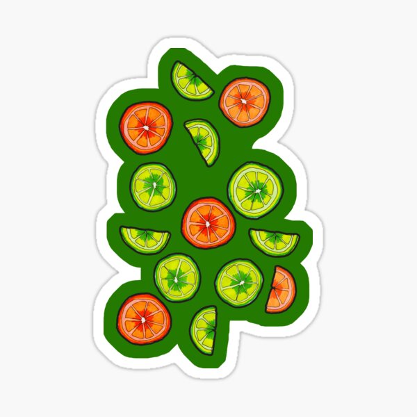 Oranges and Limes on Dark Green Sticker