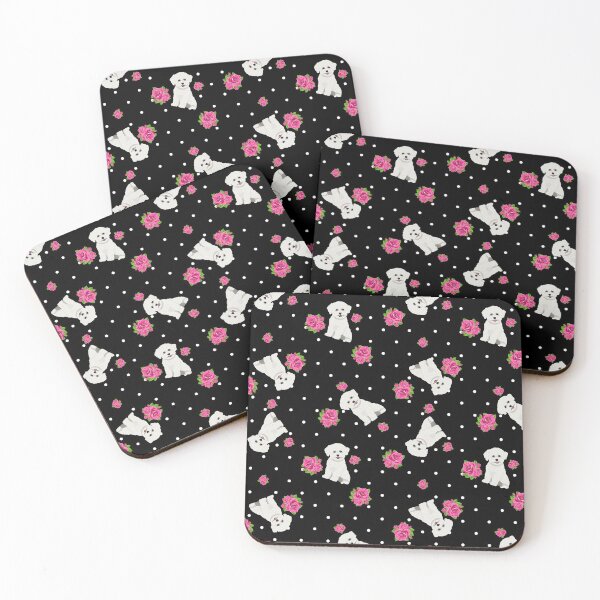 Item preview, Pea Spot Rose Cluster Polka Dogs - Bichon Frise Black designed and sold by PenelopeJaneArt.