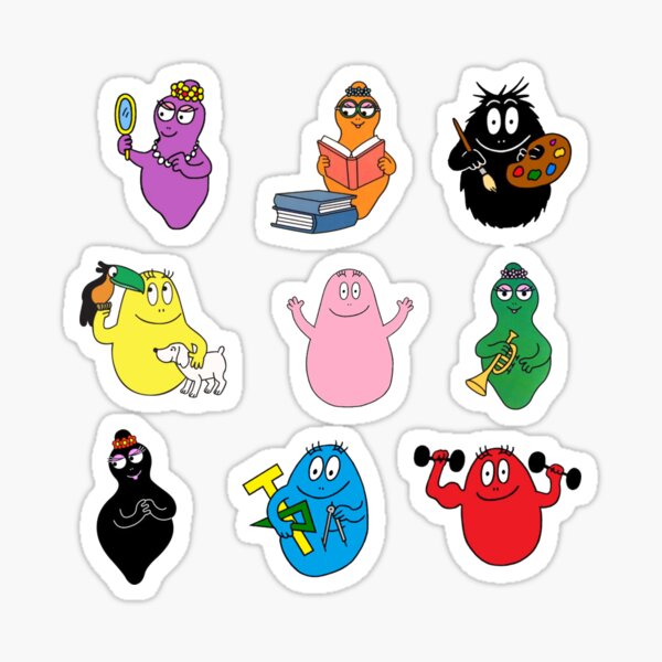 Barbamama und Familie zusammen in einem Pack / 70er Jahre klassischer Cartoon für Kinder Sticker