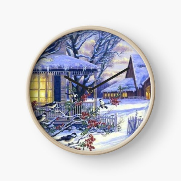 Snowing Christmas Aesthetic Clock