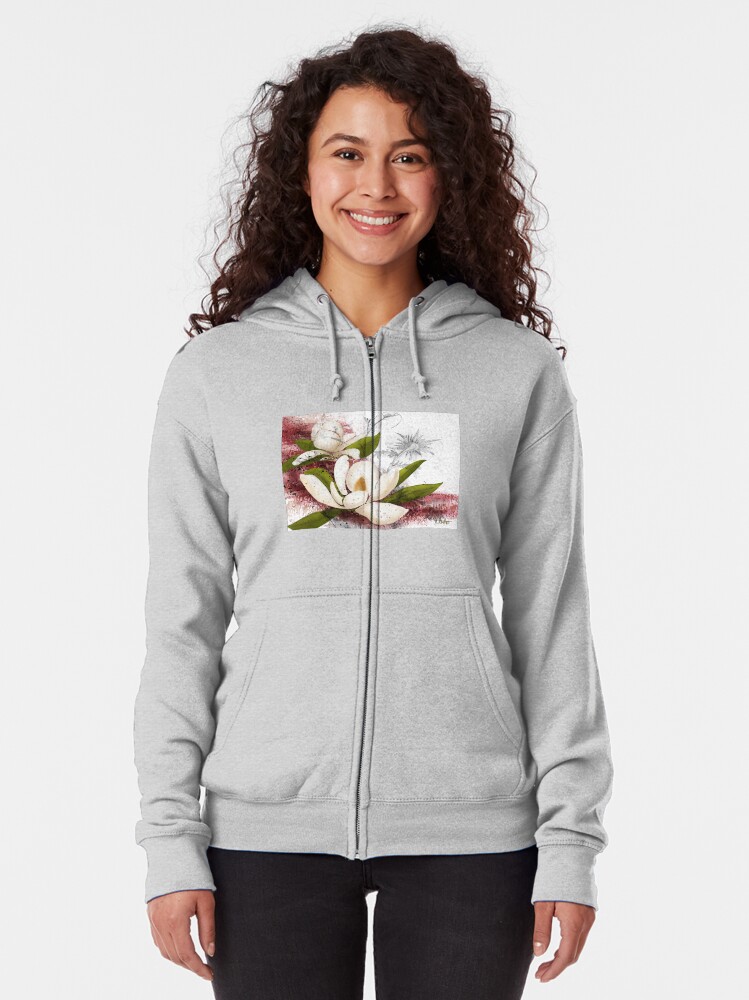 Alternate view of Magnolia in my head Zipped Hoodie