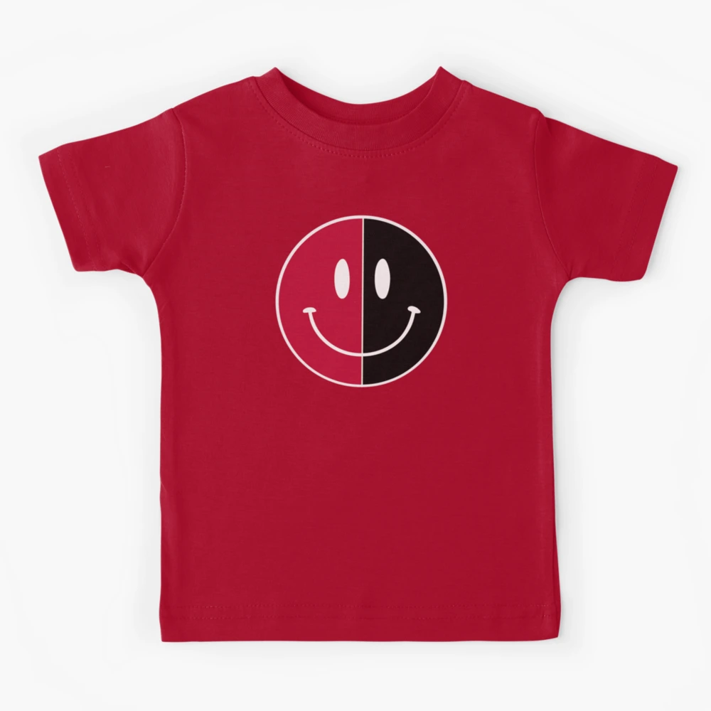 ◆BLACKBLOND◆ Vivid Classic Smile Logo T-Shirt Red Red and Black | Happy Face | Black |