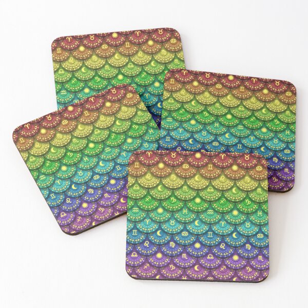Item preview, Zodiac Sign Mandala Scale Pattern - Rainbow designed and sold by Wizzles Emporium.