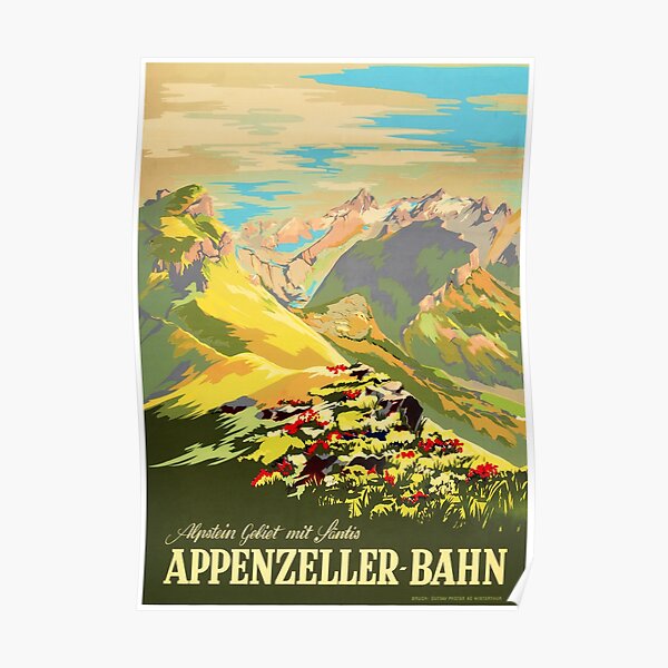APPENZELLER BAHN Switzerland Appenzell Railways Vintage Travel Tourism Promotion Poster