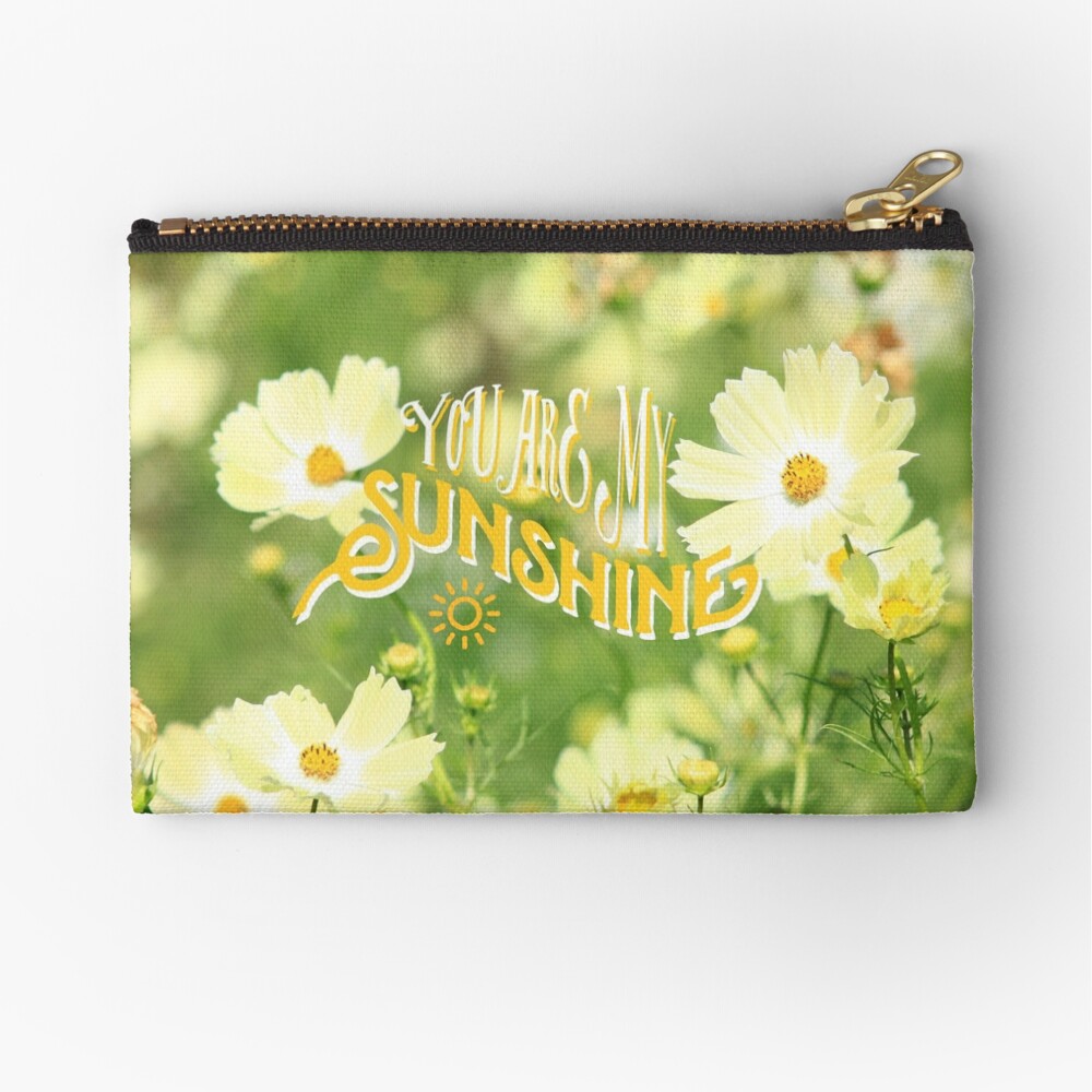 You Are My Sunshine Pretty Yellow Cosmos Flowers Zipper Pouch