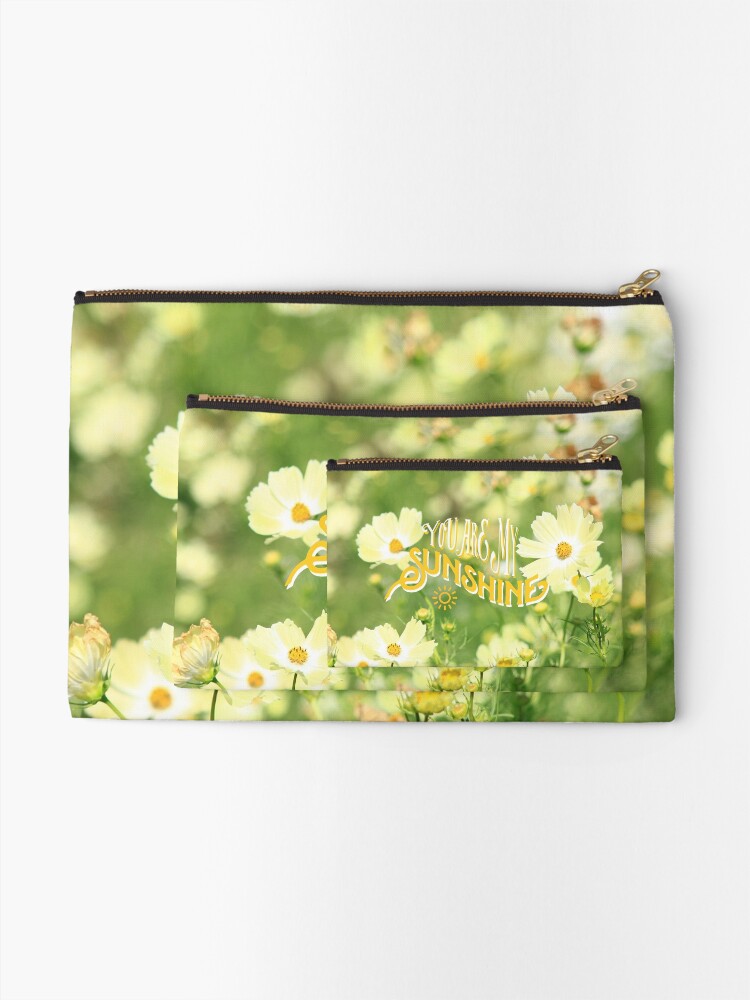 Alternate view of You Are My Sunshine Pretty Yellow Cosmos Flowers Zipper Pouch