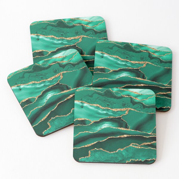 Item preview, Emerald Green Malachite Faux Marble With Gold Glitter designed and sold by MysticMarble.
