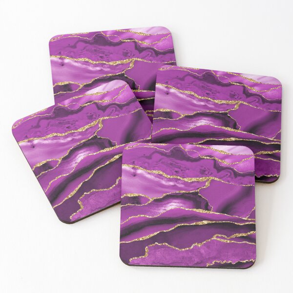 Item preview, Purple Magenta Malachite Faux Marble With Gold Glitter designed and sold by MysticMarble.
