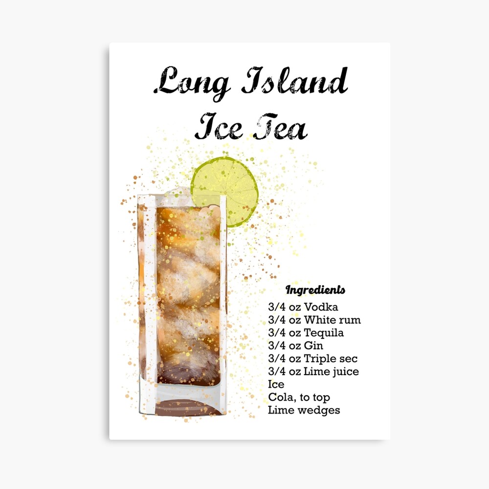 Long Island Iced Tea cocktail recipe splatter painting 
