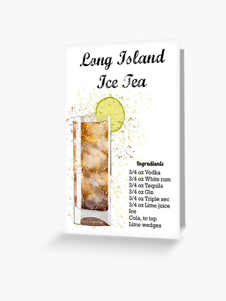 Tarjetas de felicitación «Pintura de salpicaduras de receta de cóctel de té  helado Long Island» de suzcreate | Redbubble