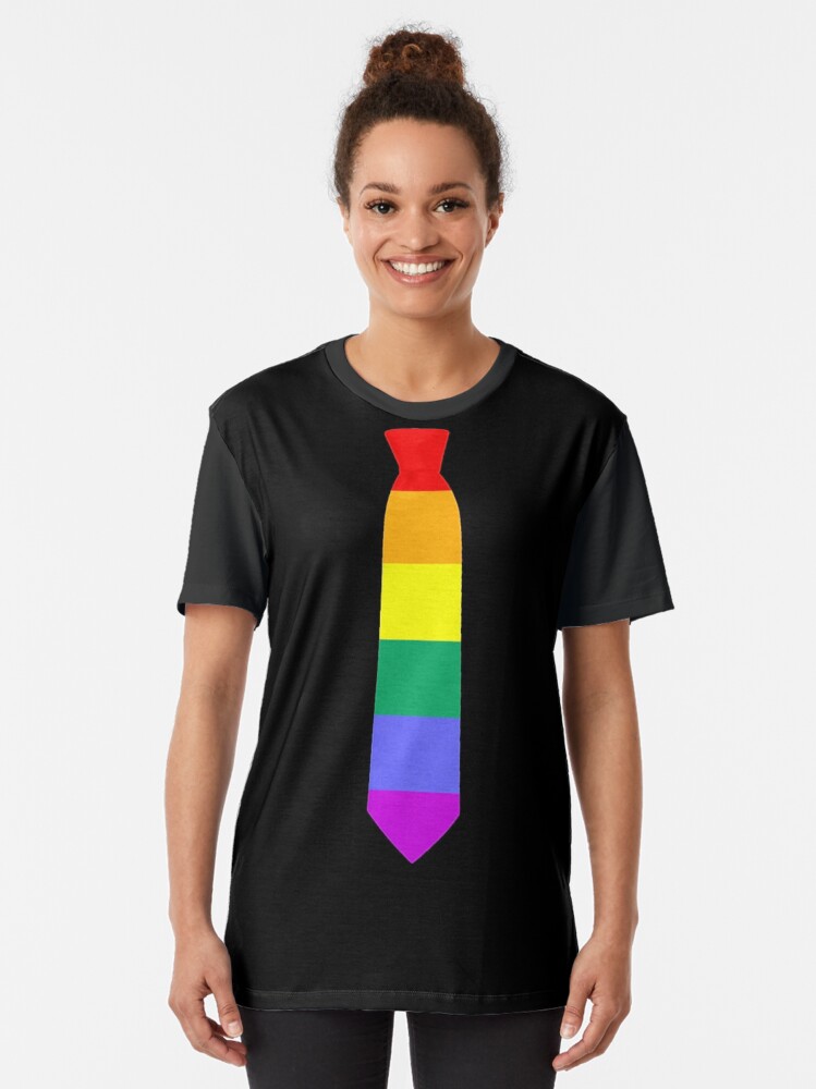 Alternate view of Rainbow Pride Tie Graphic T-Shirt