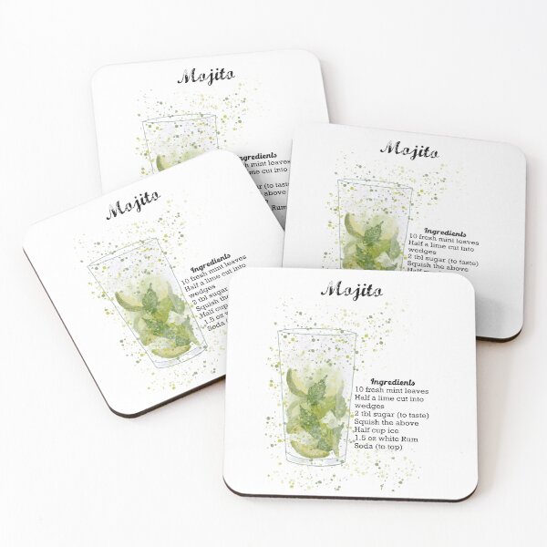 Item preview, Mojito cocktail recipe splatter painting  designed and sold by suzcreate.