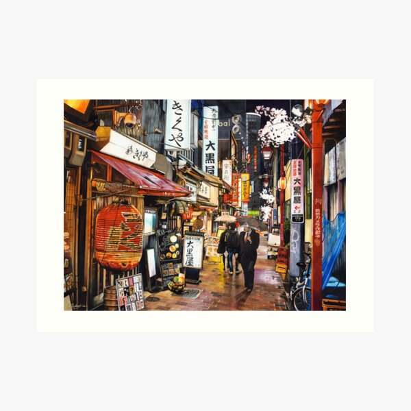 Tokyo in the rain Art Print