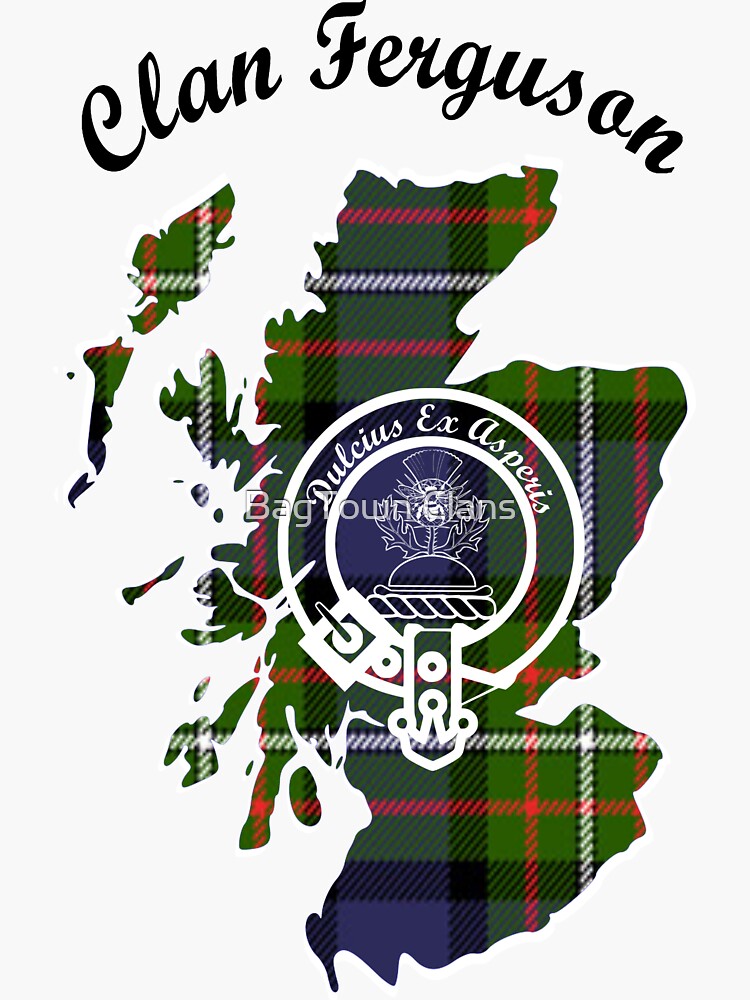 Clan Ferguson Scotland Map Crest Sticker For Sale By Ljrigby Redbubble 