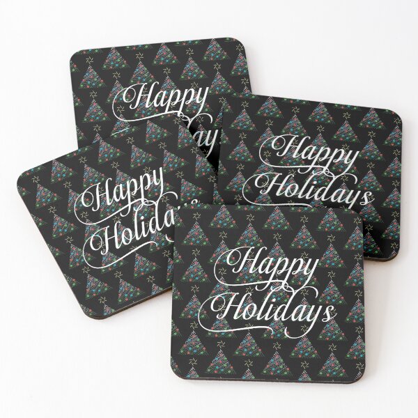 Item preview, Christmas Trees Pattern - Happy Holidays [BLACK] designed and sold by Daniel Bevis Design.