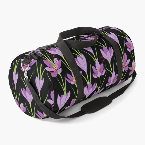 Item preview, Lavender saffron flower pattern on black background designed and sold by The Pattern Mill.