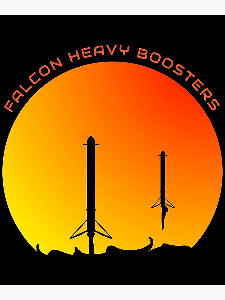 Discover Falcon Heavy Boosters Orange Premium Matte Vertical Poster
