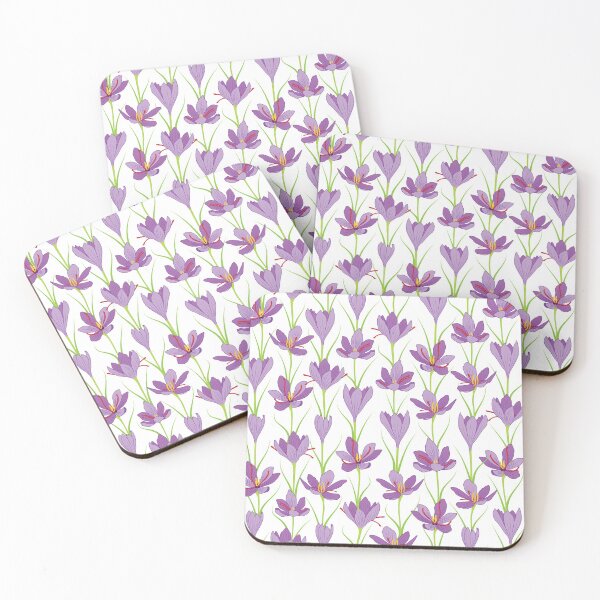 Item preview, Lavender saffron flower pattern on white background designed and sold by The Pattern Mill.