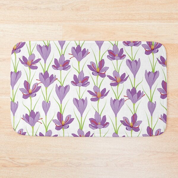 Item preview, Lavender saffron flower pattern on white background designed and sold by The Pattern Mill.