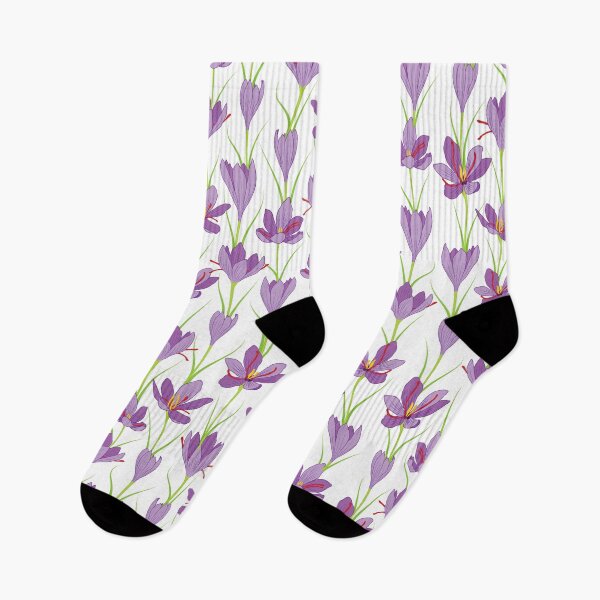 Item preview, Lavender saffron flower pattern on white background designed and sold by The Pattern Mill.
