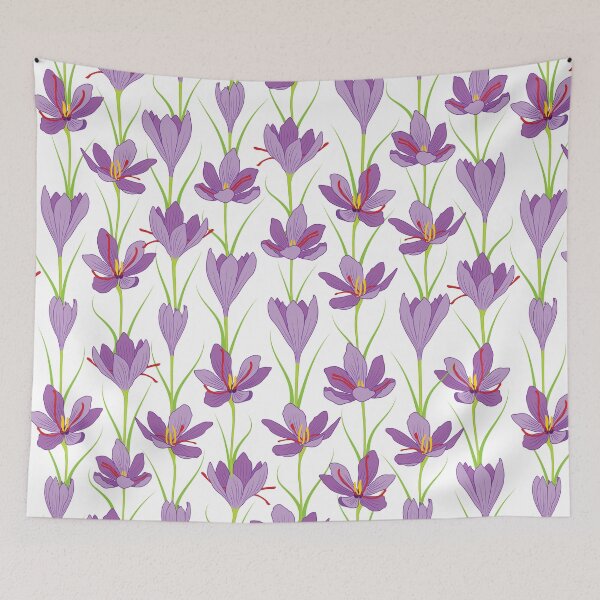 Item preview, Lavender saffron flower pattern on white background designed and sold by The Pattern Mill.