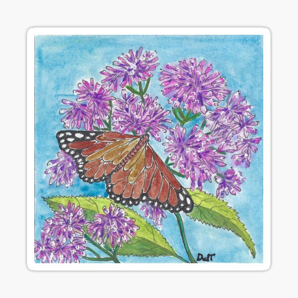 Copper Butterfly on Buddlia Sticker