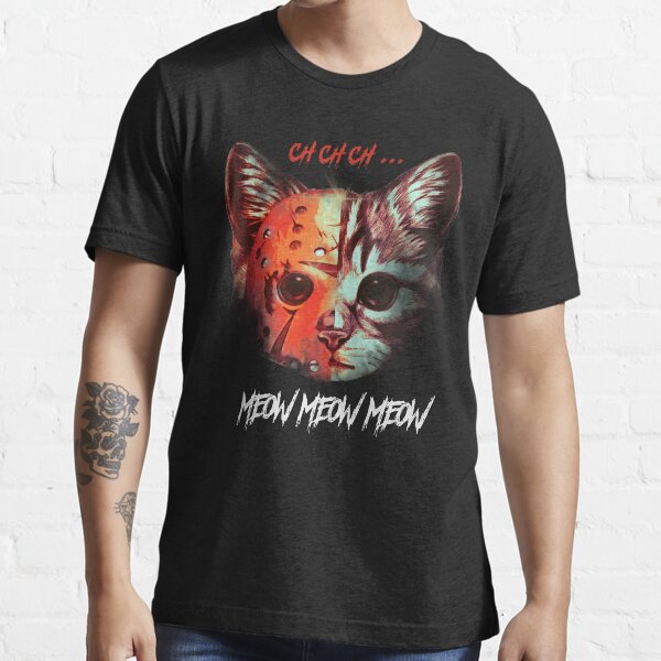 Jason Vorhees Cat Ch Ch Ch Meow Meow Meow Halloween Cat Vintage Men's T-Shirt Jason Vorhees Cat Ch Ch Ch Meow Meow Meow Halloween Cat Vintage Men's T-Shirt