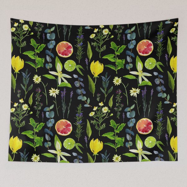 Item preview, My favourite aroma oils on black designed and sold by Kate Vasilchenko Art & Design.