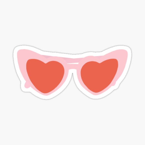 Multicolor Heart Sunglasses Aesthetic Sticker