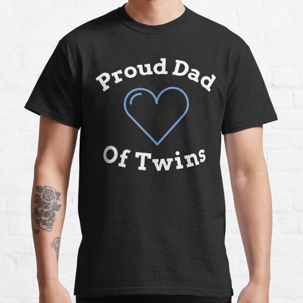 Mens Dad of Twins Shirt Funny New Dad To Be Tired Love Proud Cute