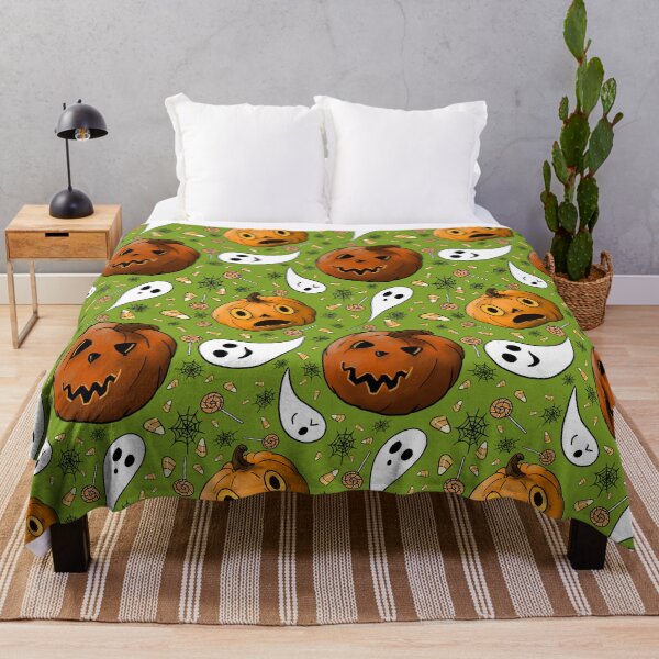 Item preview, Halloween pattern with pumpkin and ghosts designed and sold by JanaMJ.