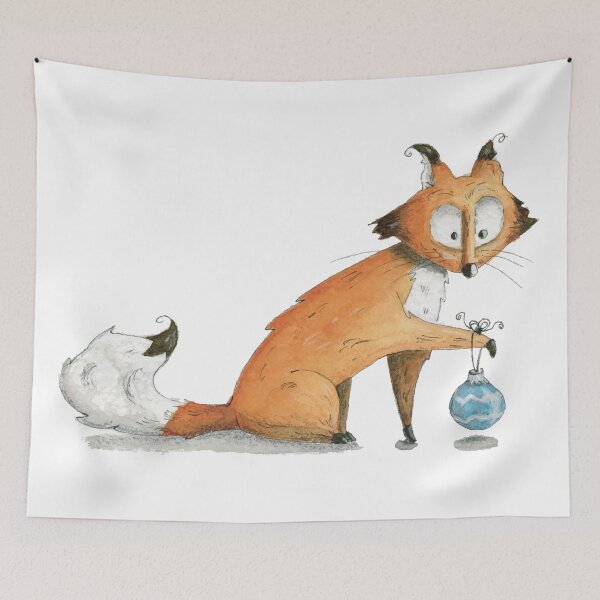 Item preview, Cute fox with christmas ball designed and sold by RAbeille.
