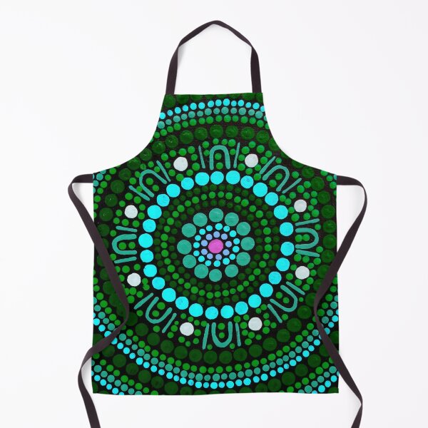 Item preview, Australian Aboriginal Art Dot Painting Mandala Green designed and sold by GhostGumDesigns.