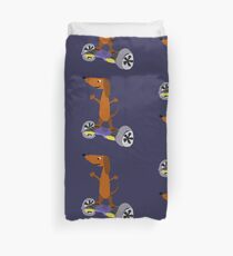 Funny Cool Dachshund on Hoverboard Duvet Cover