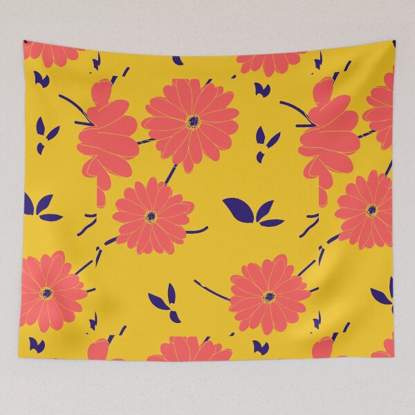 Item preview, Red Marigold with Yellow background  designed and sold by Devendra Singh Kandari.