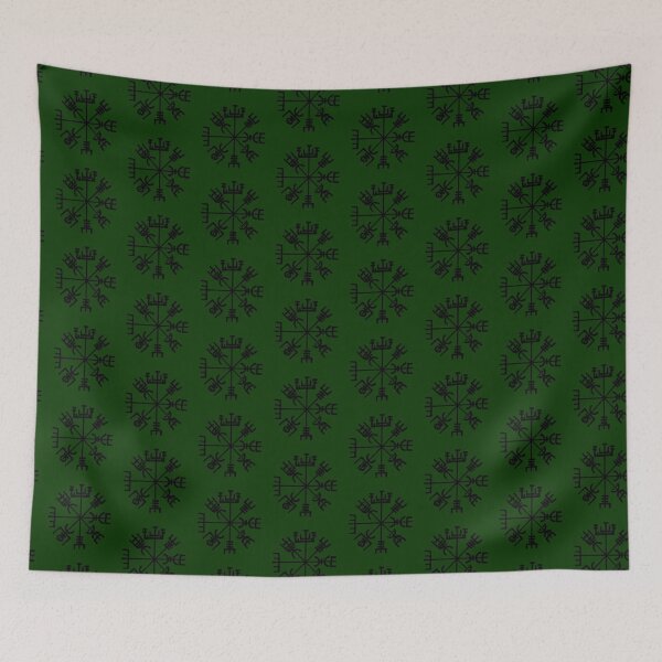 Item preview, vegvisir rune compass futhark guide germanic green black designed and sold by Canvasvendetta.