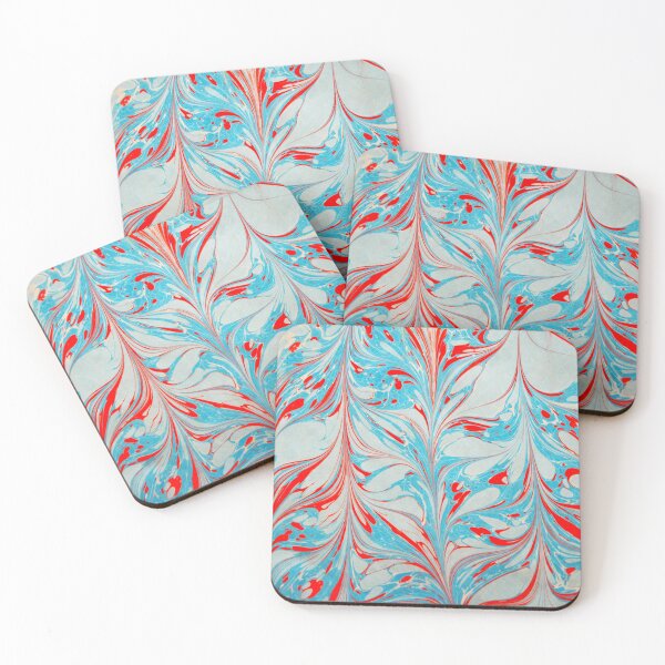 Item preview, Blue and red coloured marbling art piece  designed and sold by AybalaArtDesign.