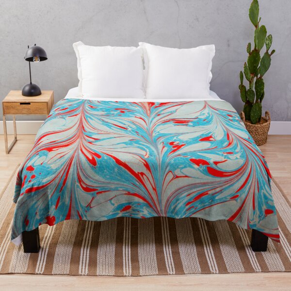 Item preview, Blue and red coloured marbling art piece  designed and sold by AybalaArtDesign.
