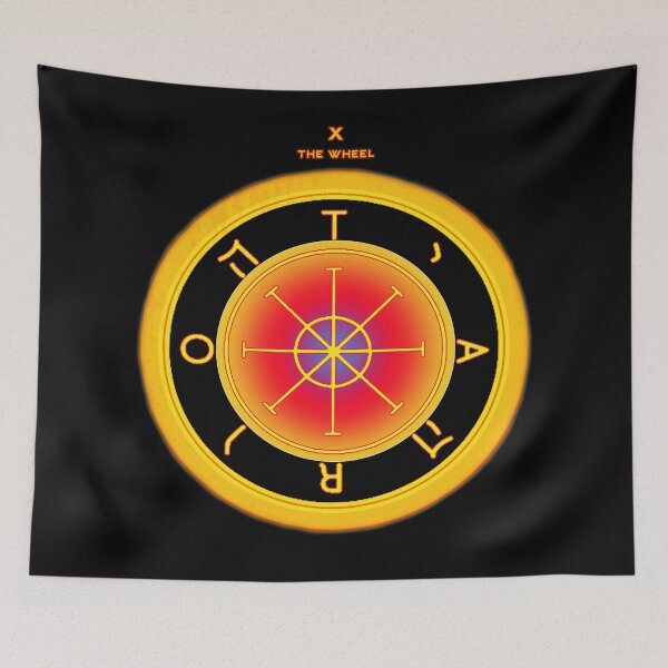 Item preview, The Wheel of Fortune - Major Arcana Tarot Card Yellow designed and sold by Coder-T.