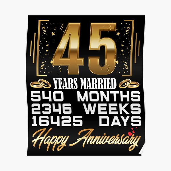 Poster 45 Ans De Mariage Couple Marie Avec Bonheur 45e Cadeau D Anniversaire De Mariage Par Zenspired Redbubble