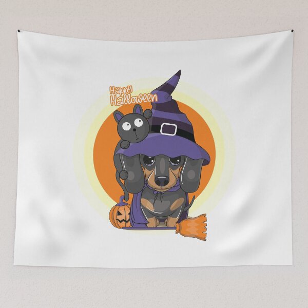 Item preview, happy halloween dachsund and cat cute friends designed and sold by Suhy.
