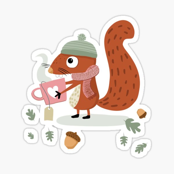Squirrel Emil wishes "Get well soon!" Sticker