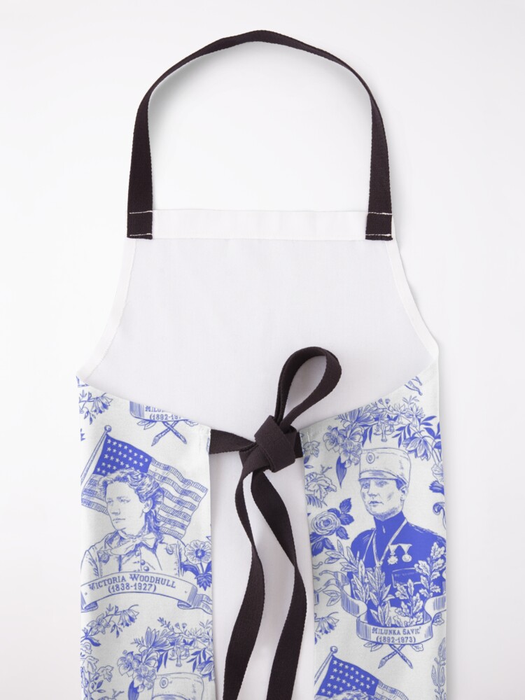 Alternate view of Feminist Pioneers Toile in Royal Blue with Women from Around the World Apron