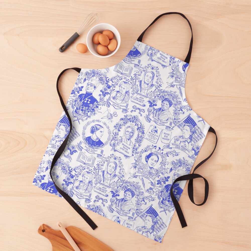 Feminist Pioneers Toile in Royal Blue with Women from Around the World Apron