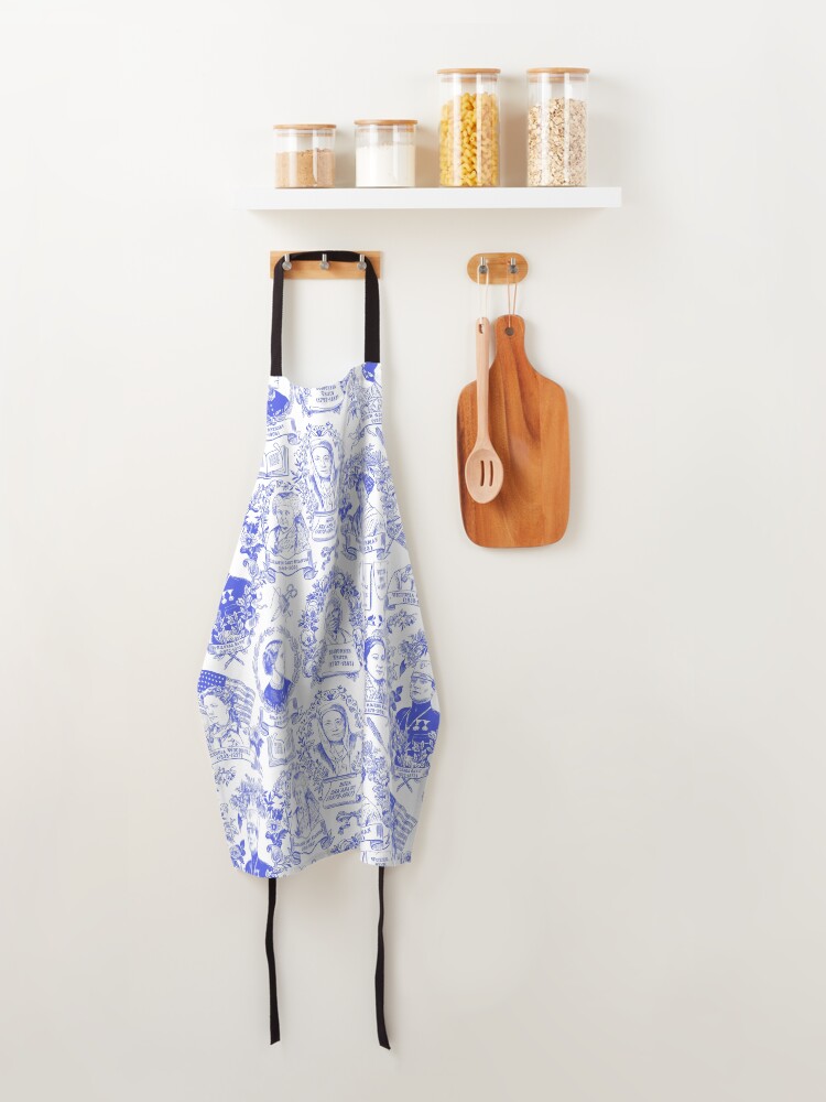 Alternate view of Feminist Pioneers Toile in Royal Blue with Women from Around the World Apron
